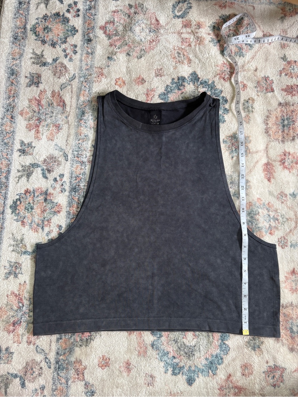 aerie Offline Cropped Muscle Tank- Gray